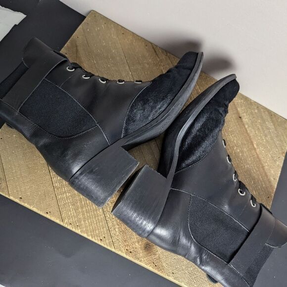 The Wishbone collection Women's black ankle booties pony leather 6 - Picture 9 of 11